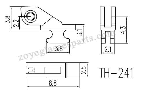 front hinge for 2.4mm eyeglass spring hinge and 2.6mm spring hinge,with 1.1mm grooved size.