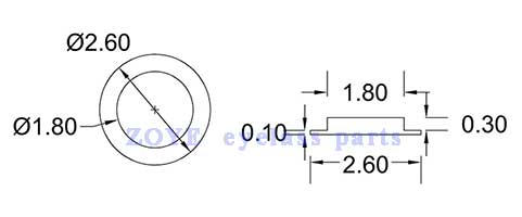 T washers for titanium hinge for eyeglass frame 1.45mm hole