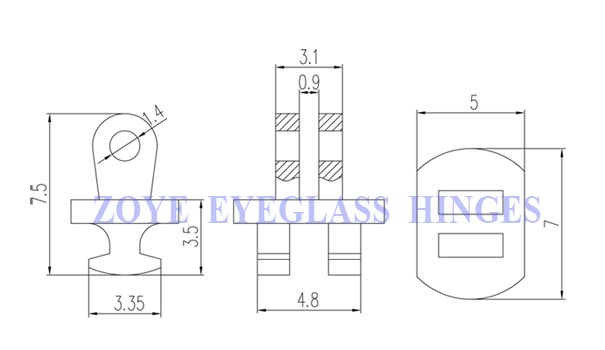 front hinges for acetate sunglasses frame 7.0mm